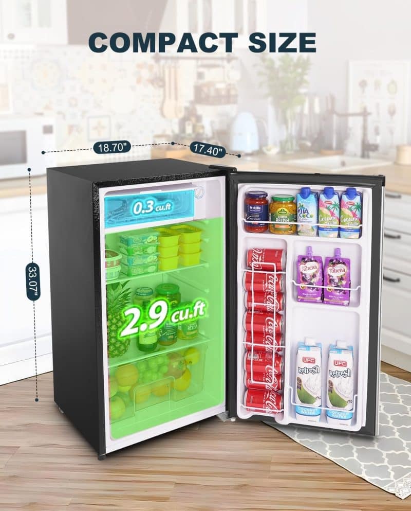 Upstreman 3.2 Cu.Ft Mini Fridge with Freezer - Image 3