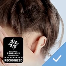Person grabbing back of head - Recognized by the National Psoriasis Foundation