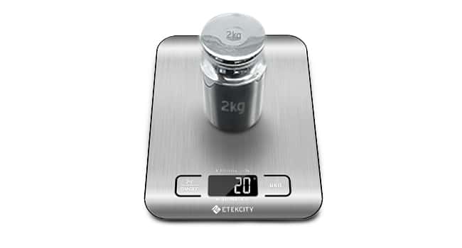 Etekcity food scale can measure up to 11 pounds accurately.