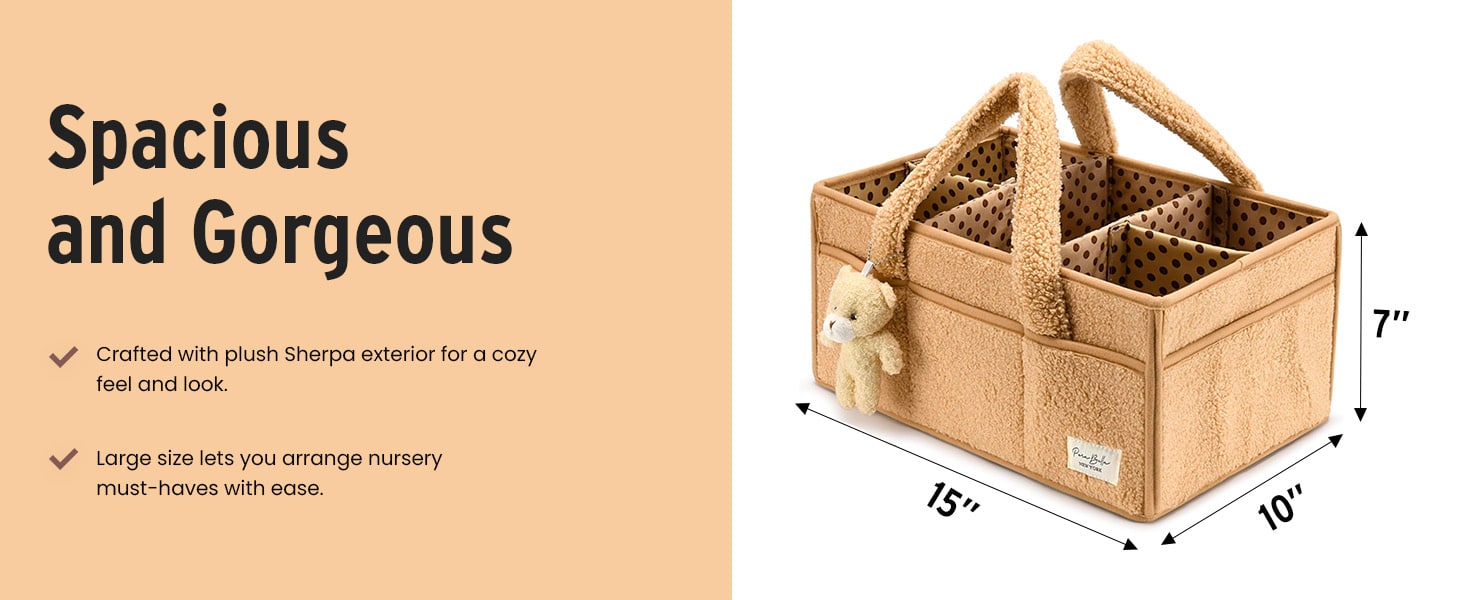 PeraBella Baby Diaper Caddy Organizer for Changing Table, Baby Storage Basket for Diapers