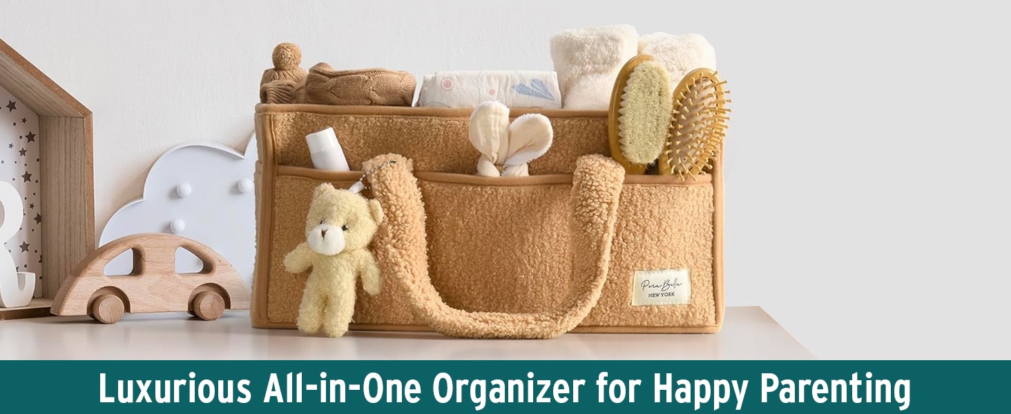 PeraBella Baby Diaper Caddy Organizer for Changing Table, Baby Storage Basket for Diapers
