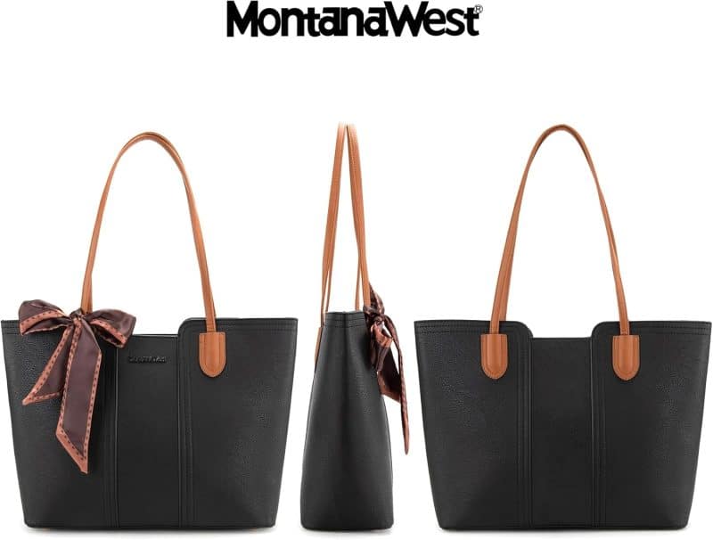 Montana West Tote Bags (Medium Top Handle Handbag with Scarf) - Image 3