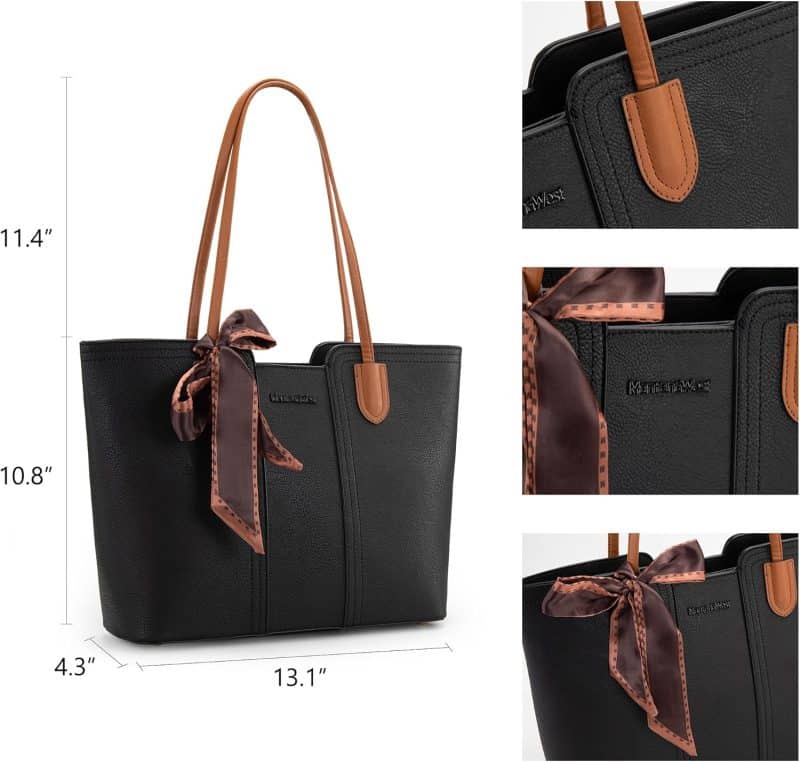 Montana West Tote Bags (Medium Top Handle Handbag with Scarf) - Image 4