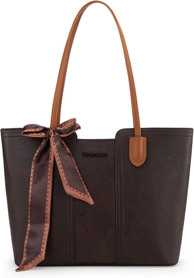 Montana West Tote Bags (Medium Top Handle Handbag with Scarf) - Image 19