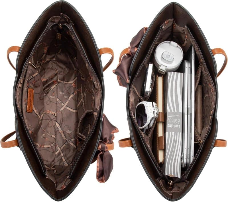 Montana West Tote Bags (Medium Top Handle Handbag with Scarf) - Image 23