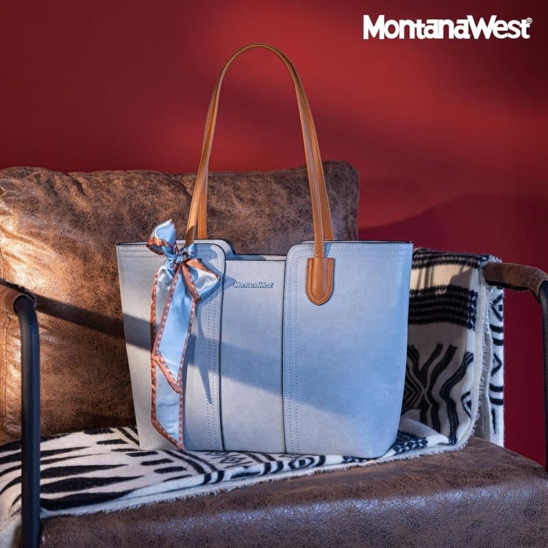 Montana West Tote Bags (Medium Top Handle Handbag with Scarf) - Image 30