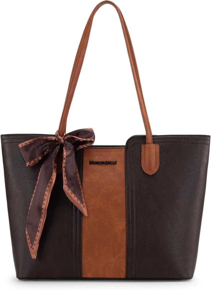 Montana West Tote Bags (Medium Top Handle Handbag with Scarf) - Image 31