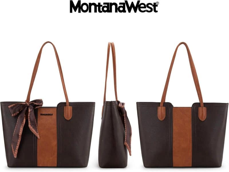 Montana West Tote Bags (Medium Top Handle Handbag with Scarf) - Image 33