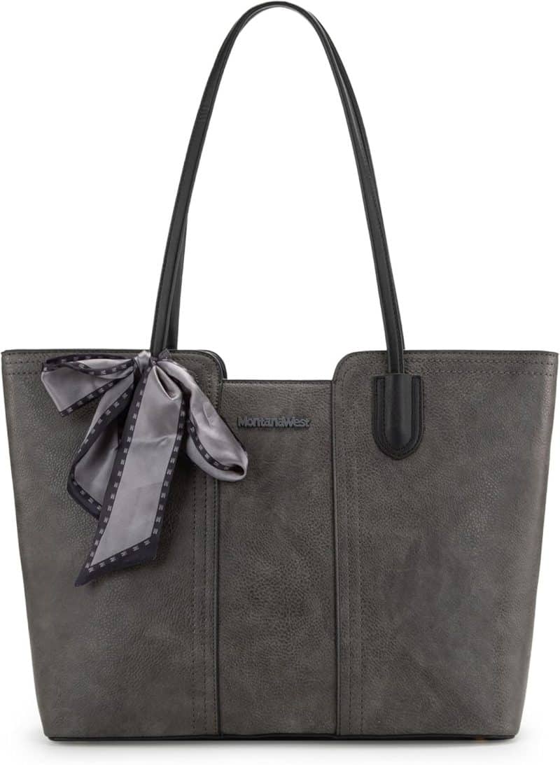Montana West Tote Bags (Medium Top Handle Handbag with Scarf) - Image 37