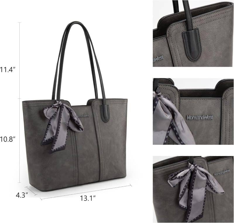 Montana West Tote Bags (Medium Top Handle Handbag with Scarf) - Image 40