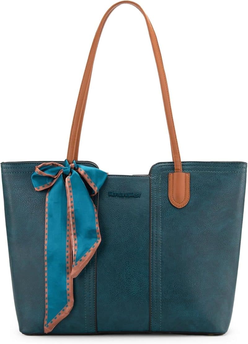 Montana West Tote Bags (Medium Top Handle Handbag with Scarf) - Image 43