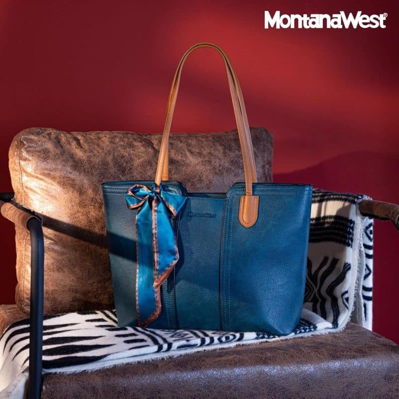 Montana West Tote Bags (Medium Top Handle Handbag with Scarf) - Image 48