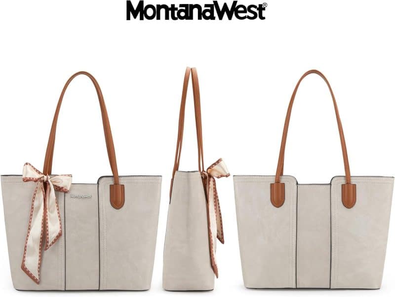 Montana West Tote Bags (Medium Top Handle Handbag with Scarf) - Image 51