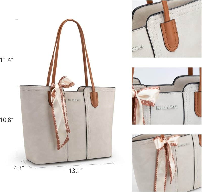 Montana West Tote Bags (Medium Top Handle Handbag with Scarf) - Image 52