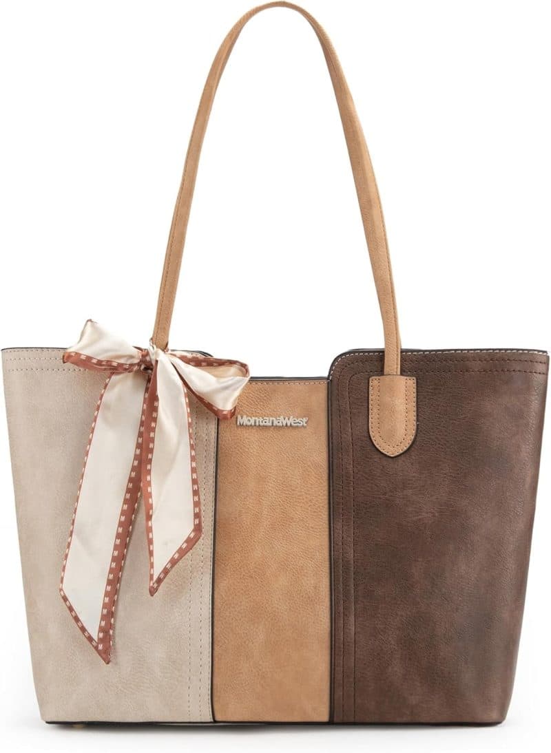 Montana West Tote Bags (Medium Top Handle Handbag with Scarf) - Image 55