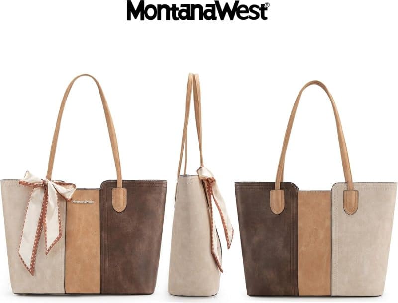 Montana West Tote Bags (Medium Top Handle Handbag with Scarf) - Image 57