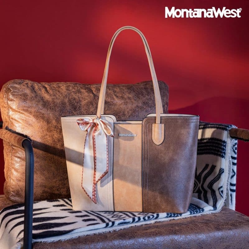 Montana West Tote Bags (Medium Top Handle Handbag with Scarf) - Image 60