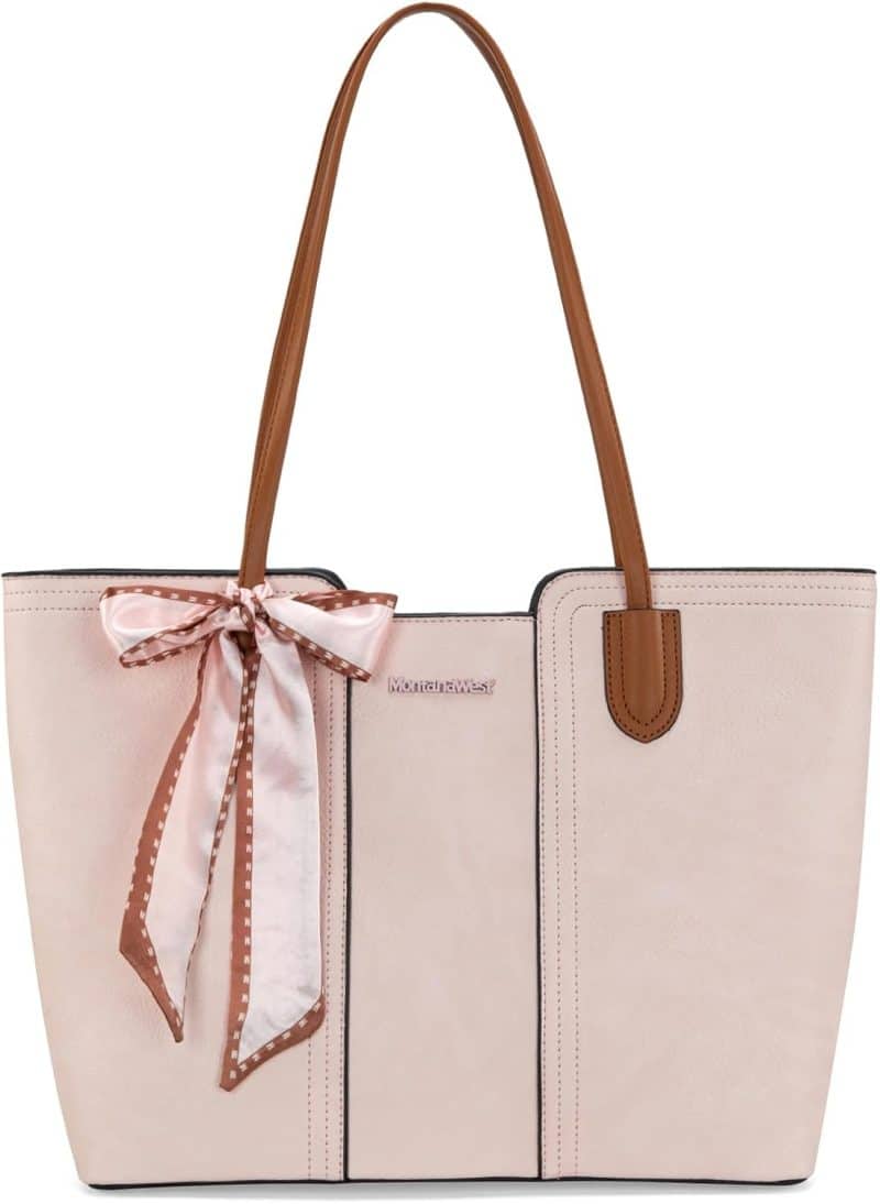 Montana West Tote Bags (Medium Top Handle Handbag with Scarf) - Image 61
