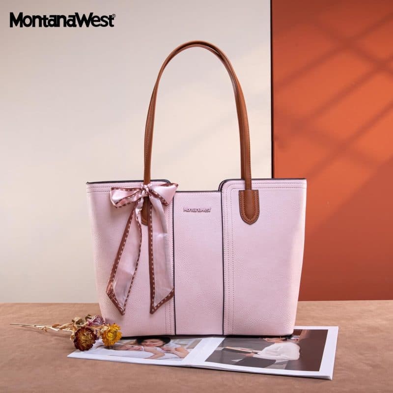 Montana West Tote Bags (Medium Top Handle Handbag with Scarf) - Image 62