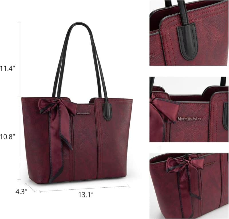 Montana West Tote Bags (Medium Top Handle Handbag with Scarf) - Image 70
