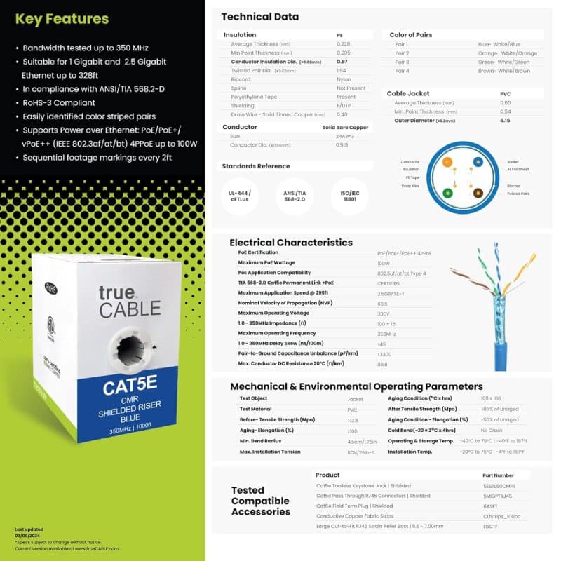 trueCABLE Cat5e Riser (CMR, 1000ft) - Image 6