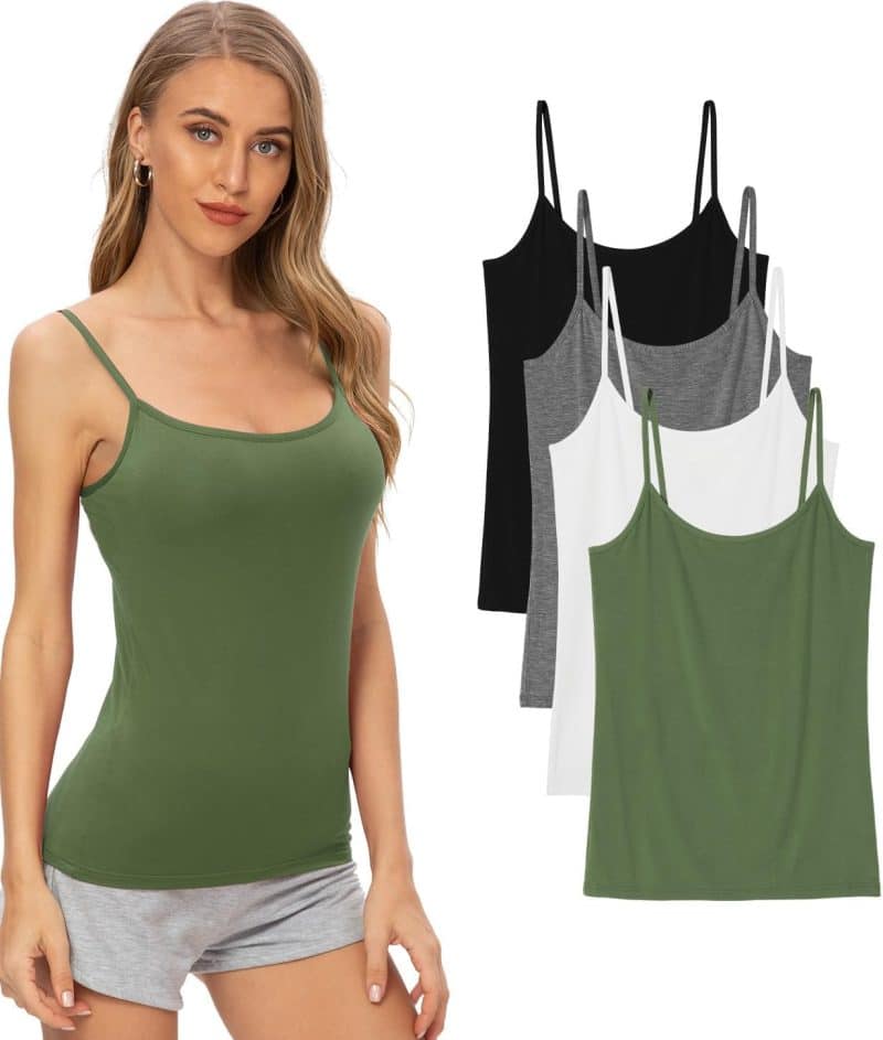 Vislivin Women's Basic Solid Camisole Adjustable Spaghetti Strap Tank Top - Image 19