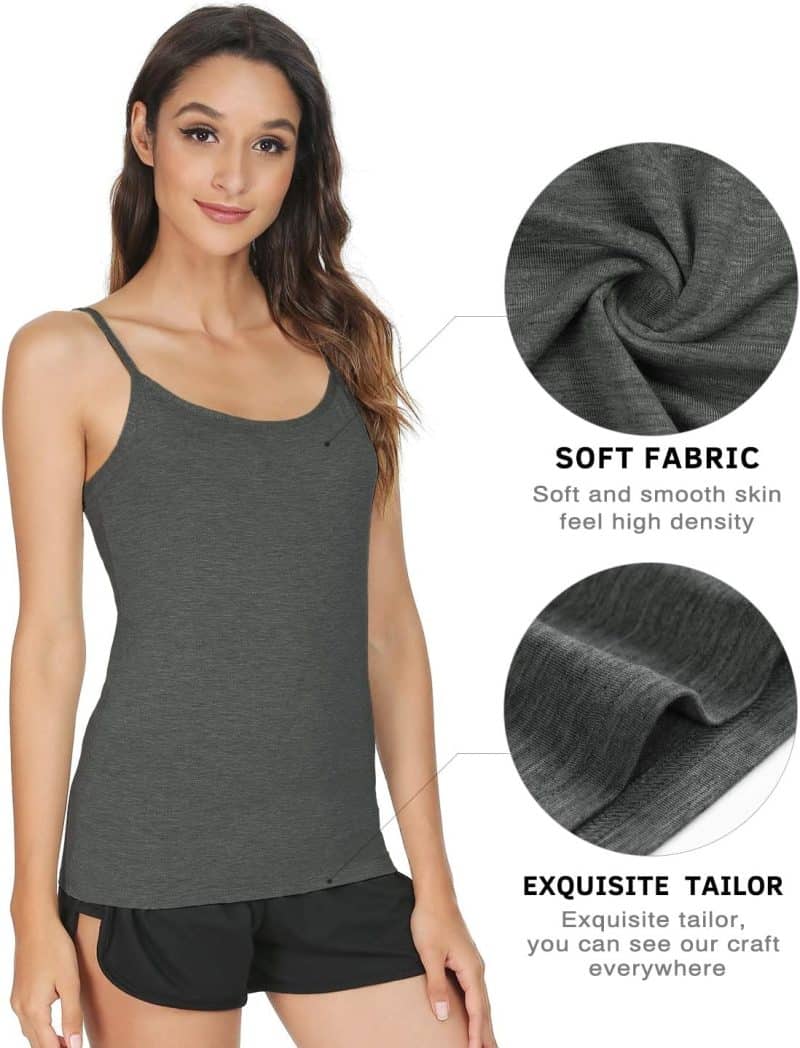 Vislivin Women's Basic Solid Camisole Adjustable Spaghetti Strap Tank Top - Image 24