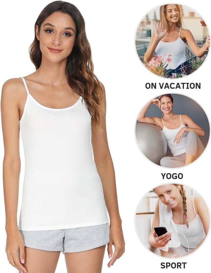 Vislivin Women's Basic Solid Camisole Adjustable Spaghetti Strap Tank Top - Image 30