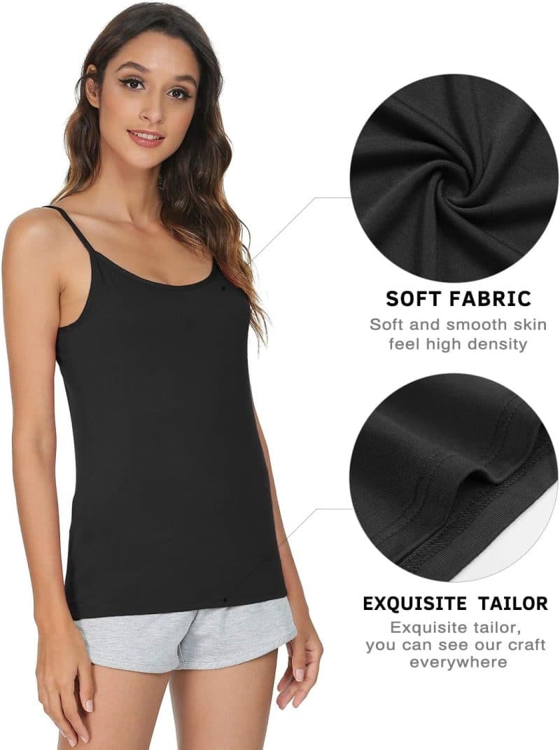 Vislivin Women's Basic Solid Camisole Adjustable Spaghetti Strap Tank Top - Image 34