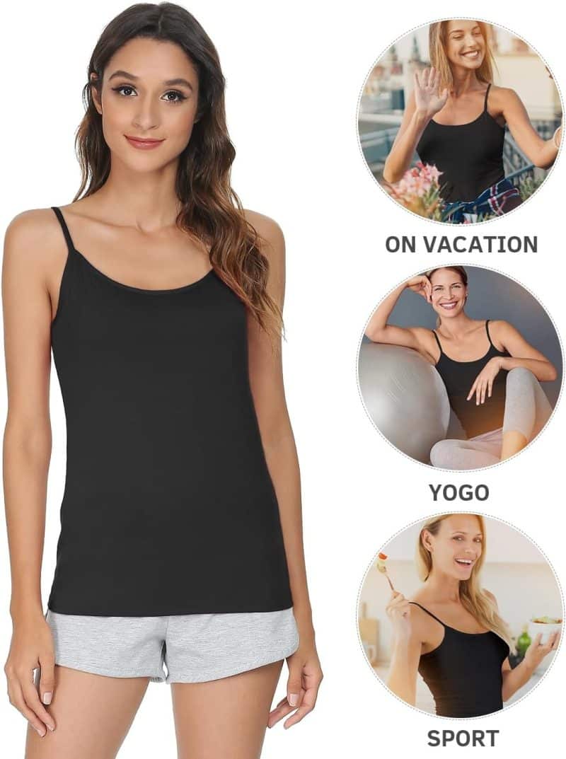 Vislivin Women's Basic Solid Camisole Adjustable Spaghetti Strap Tank Top - Image 36