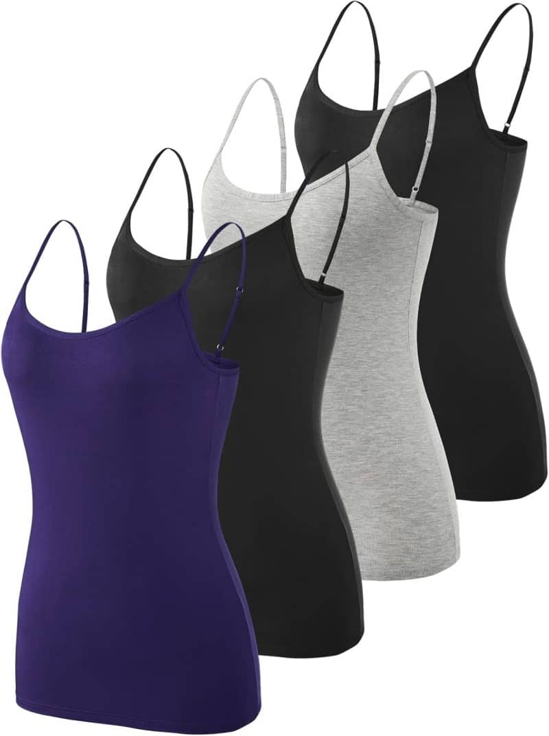 Vislivin Women's Basic Solid Camisole Adjustable Spaghetti Strap Tank Top - Image 41