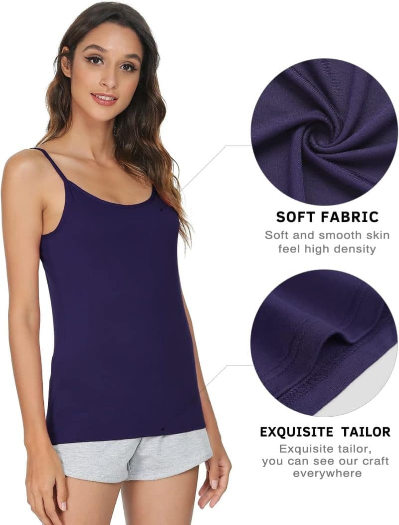 Vislivin Women's Basic Solid Camisole Adjustable Spaghetti Strap Tank Top - Image 42