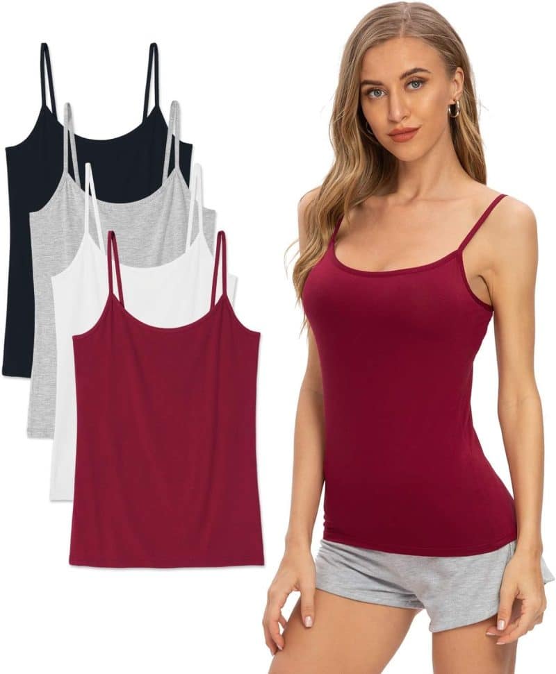 Vislivin Women's Basic Solid Camisole Adjustable Spaghetti Strap Tank Top - Image 50