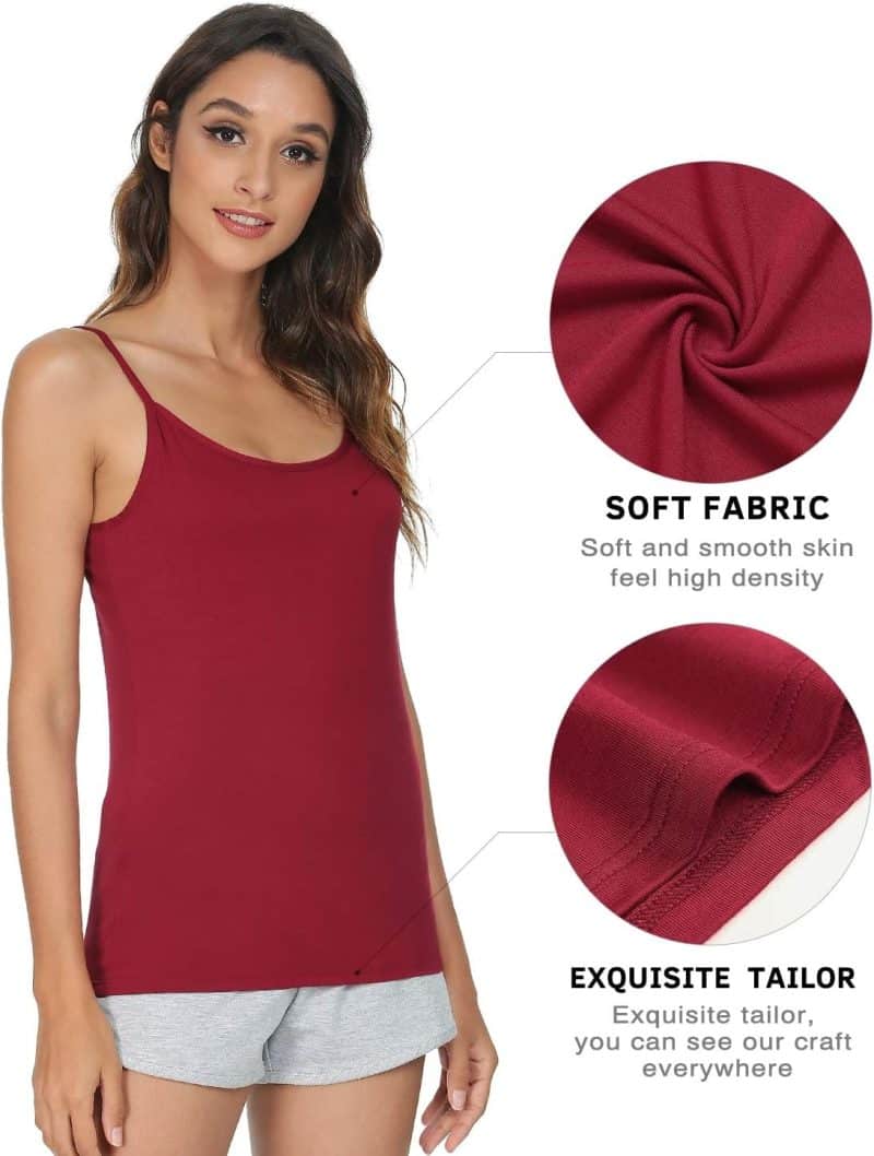 Vislivin Women's Basic Solid Camisole Adjustable Spaghetti Strap Tank Top - Image 51