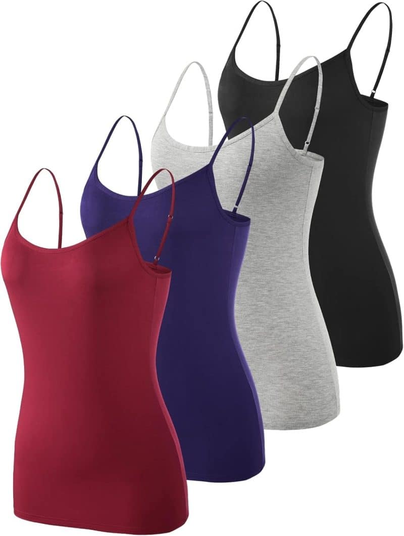 Vislivin Women's Basic Solid Camisole Adjustable Spaghetti Strap Tank Top - Image 54
