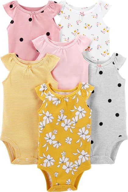 Simple Joys by Carter's baby Girls Short Sleeve Bodysuit (6 Pack)