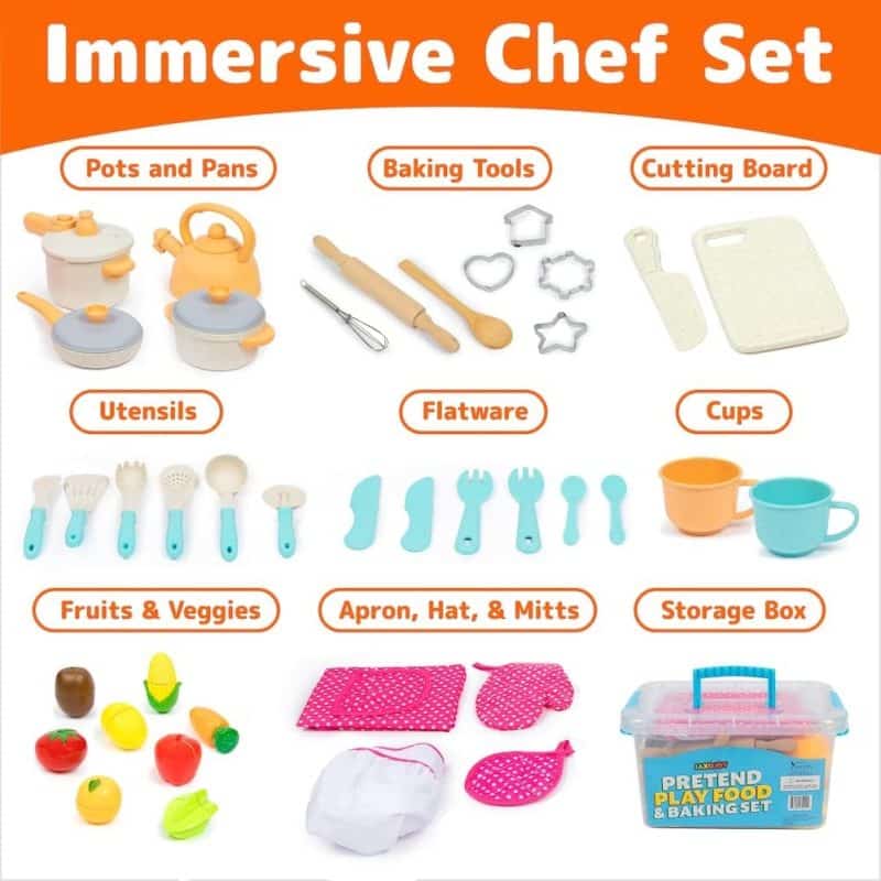 Jaxojoy Pretend Play Chef/Food Set - Image 17