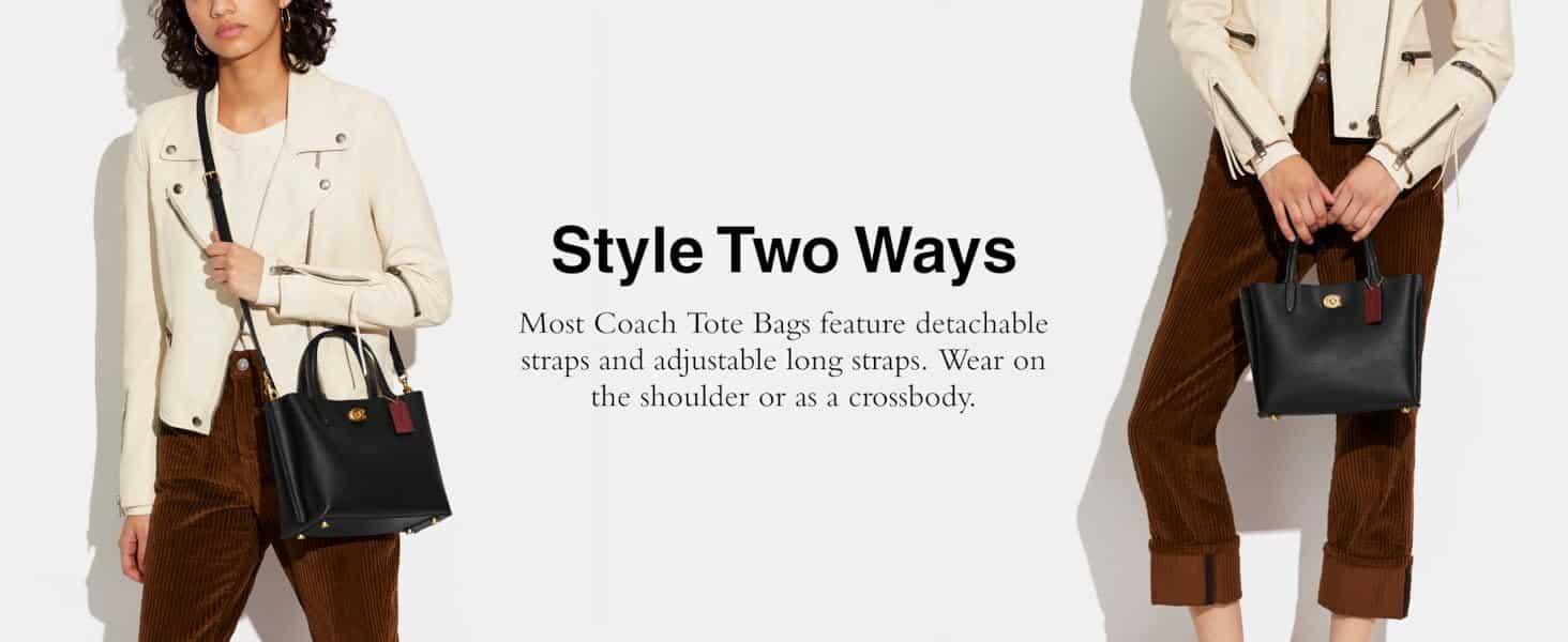Features detachable straps and adjustable long straps. Wear on the shoulder or crossbody
