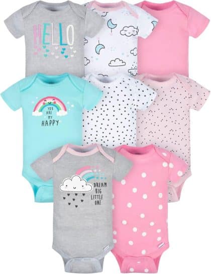 Gerber Baby Girls' Short Sleeve Onesies (8-Pack)