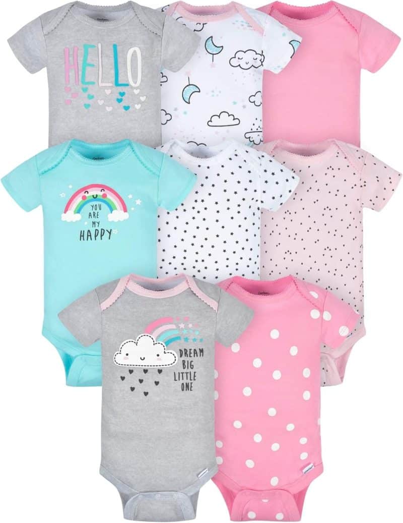 Gerber Baby Girls' Short Sleeve Onesies (8-Pack)