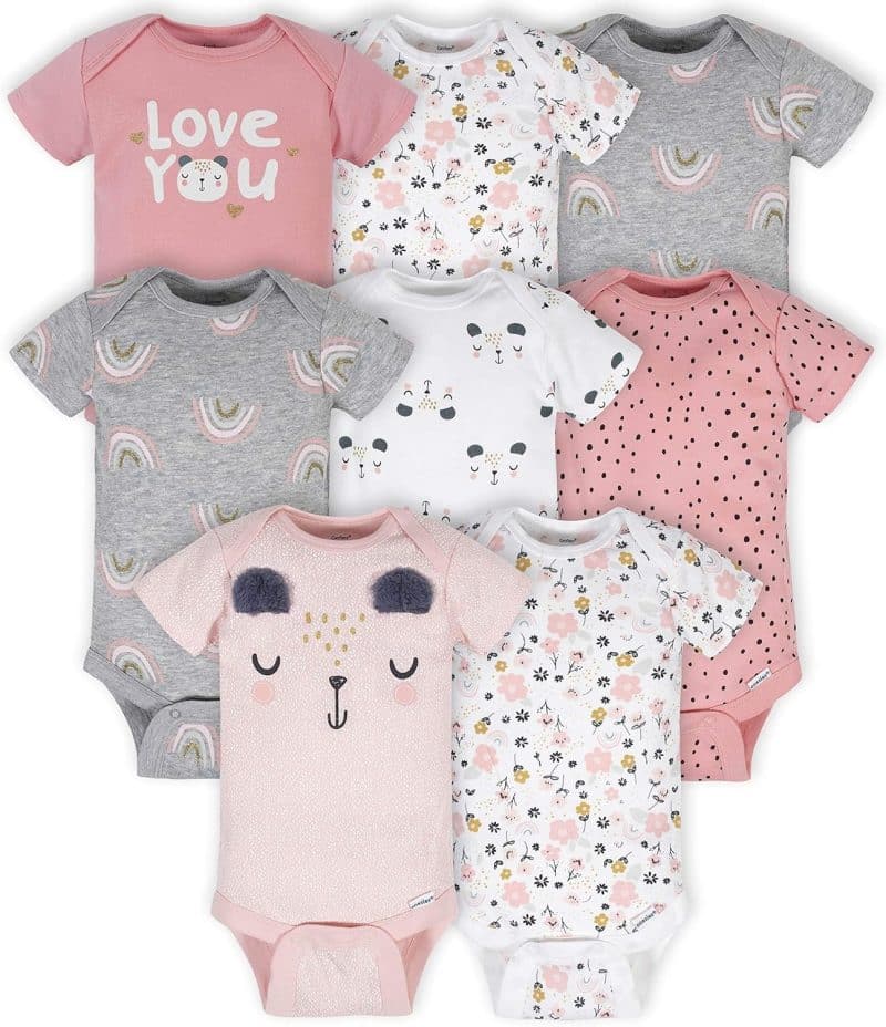Gerber Baby Girls' Short Sleeve Onesies (8-Pack) - Image 27