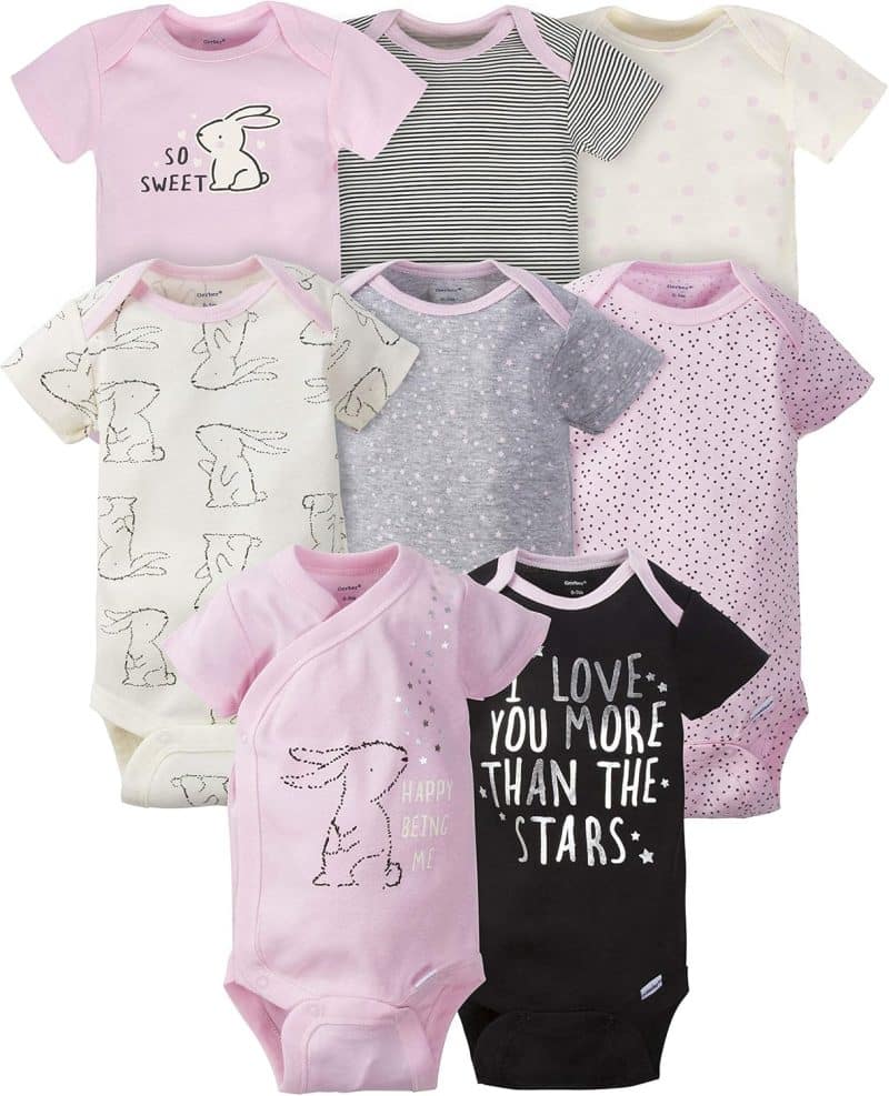 Gerber Baby Girls' Short Sleeve Onesies (8-Pack) - Image 38