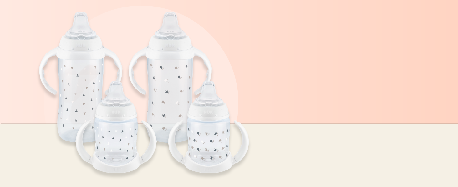 Transition from bottle to cup with ease spill proof soft spout gentle easy to grip removable handles