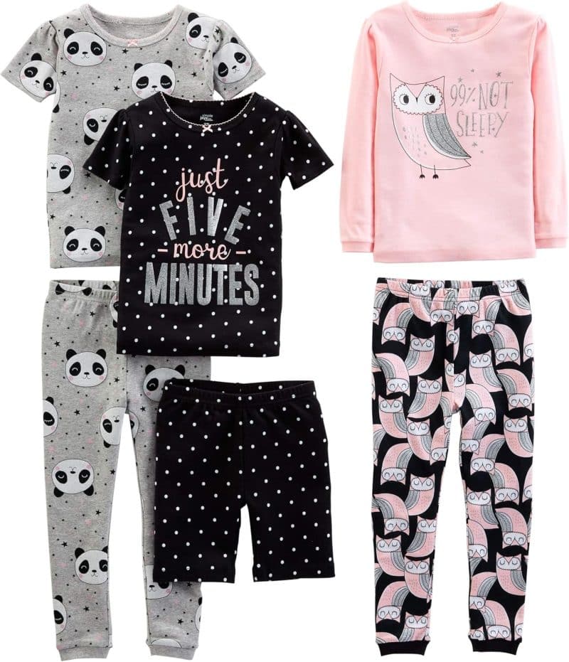 Simple Joys by Carter's Girls' 6-Piece Snug Fit Cotton Pajama Set