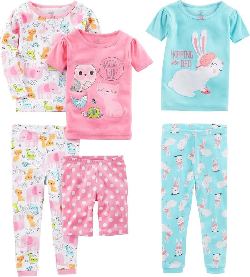Simple Joys by Carter's Girls' 6-Piece Snug Fit Cotton Pajama Set - Image 2