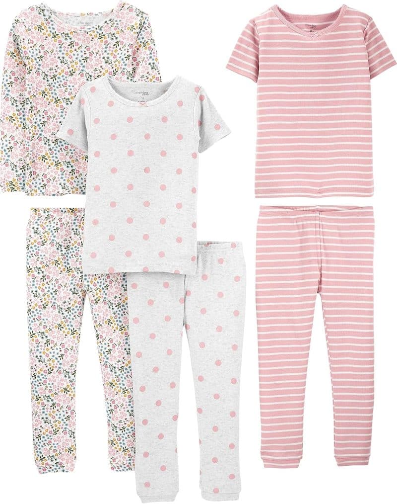 Simple Joys by Carter's Girls' 6-Piece Snug Fit Cotton Pajama Set - Image 9