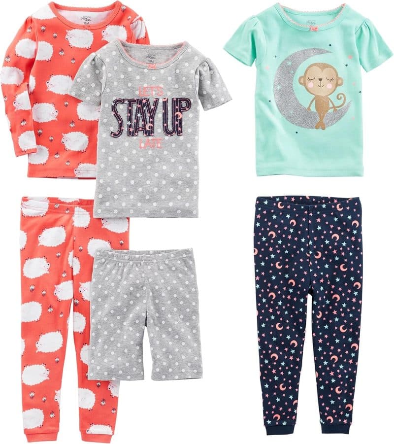 Simple Joys by Carter's Girls' 6-Piece Snug Fit Cotton Pajama Set - Image 20
