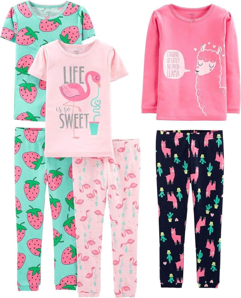 Simple Joys by Carter's Girls' 6-Piece Snug Fit Cotton Pajama Set - Image 28