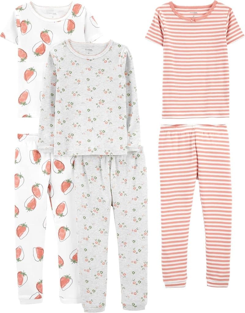 Simple Joys by Carter's Girls' 6-Piece Snug Fit Cotton Pajama Set - Image 38