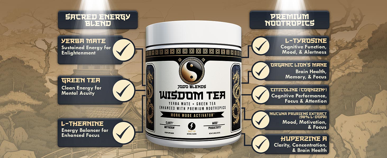 lions mane choline brain booster supplement huperzine a ice caffeine sparkling l tyrosine magic tea